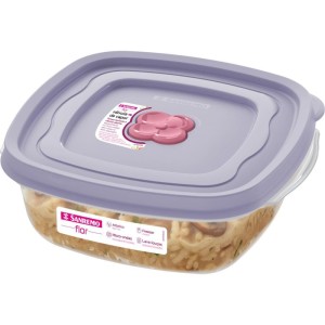 Pote Plastico Quadrado Flor 920ml