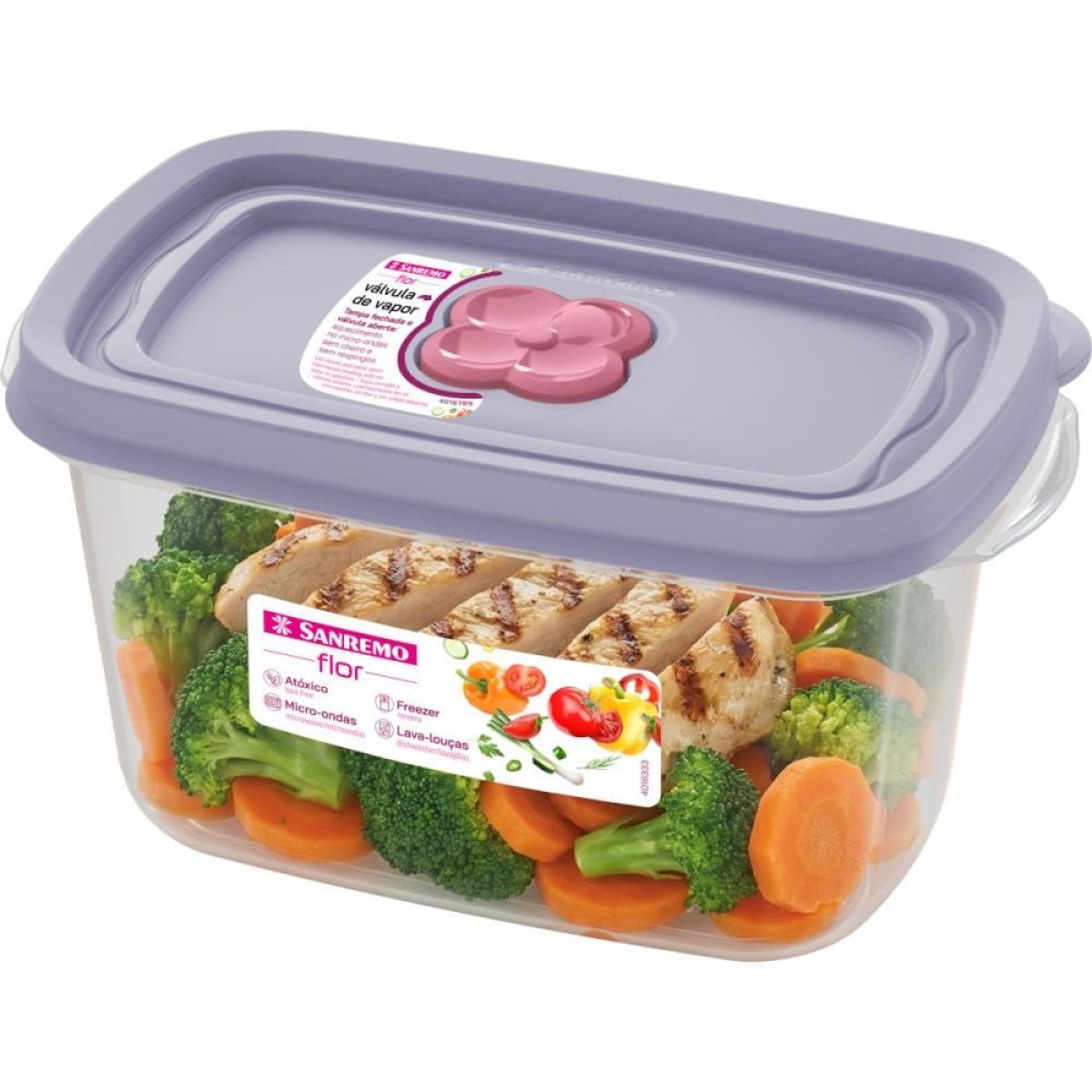 Pote Plastico Retangular Flor 700ml