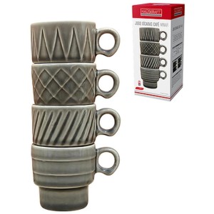 Xicara Cafe Minar 90ml Cinza 4 Pecas