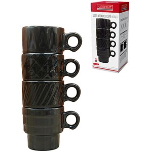 Xicara Cafe Minar 90ml Preta 4 Pecas
