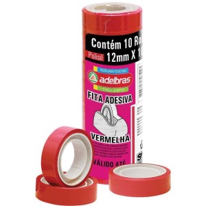 Fita Adesiva Polisil 12mmx10m. Vermelho