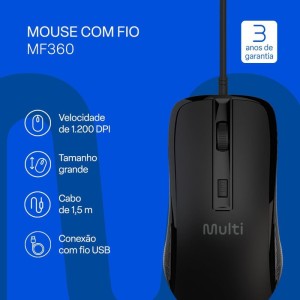 Mouse Optico Usb 1200dpi 4otoes Preto-129783-78673