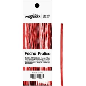 Fecho Metalico Vermelho 4mmx11cm.