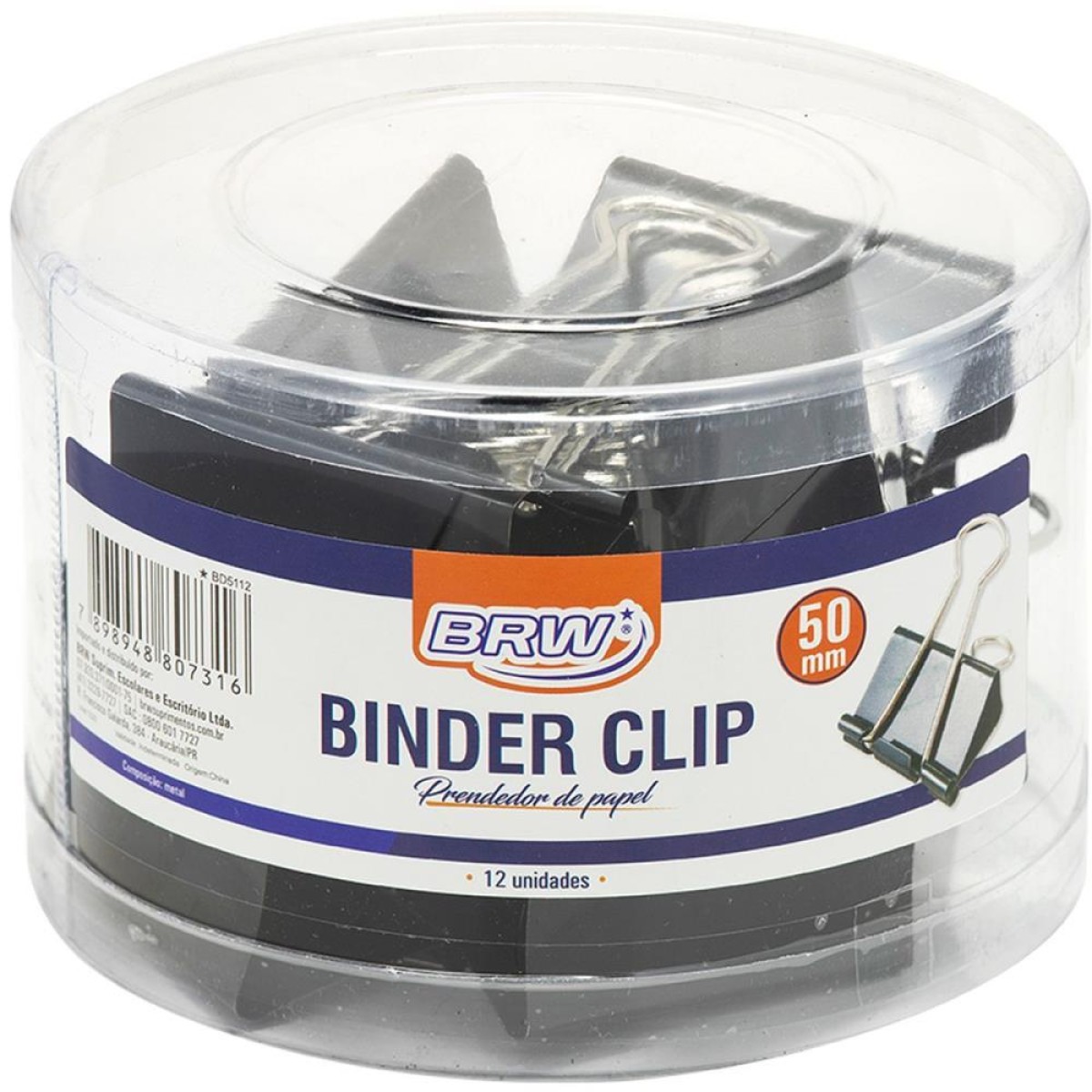 Prendedor De Papel Binder 50mm Preto