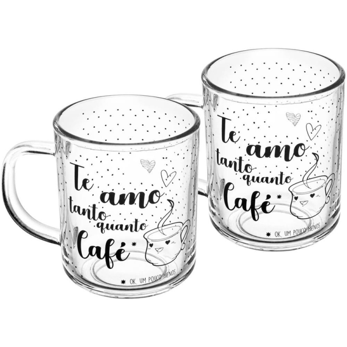 Caneca De Vidro Te Amo Tanto Quanto Cafe 220ml