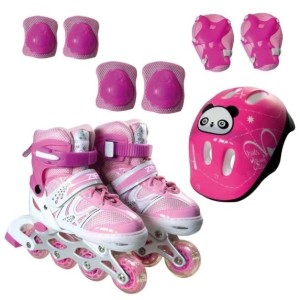 Brinquedo Kit De Patins Com Chassis De Alumínio Rosa 11 Cm - Caixa Litografada