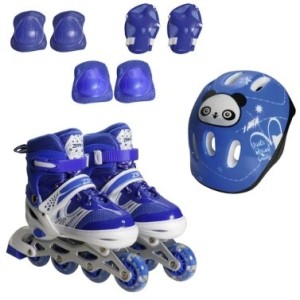 Brinquedo Kit De Patins Com Chassis De Alumínio Azul Ajustável 11 Cm - Caixa Litografada