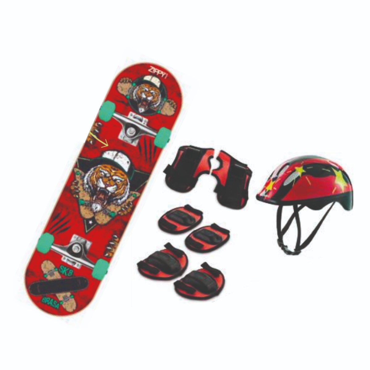 Brinquedo Skate Semi Profissional Com Kit De Proteção 79 Cm - Caixa Litografada