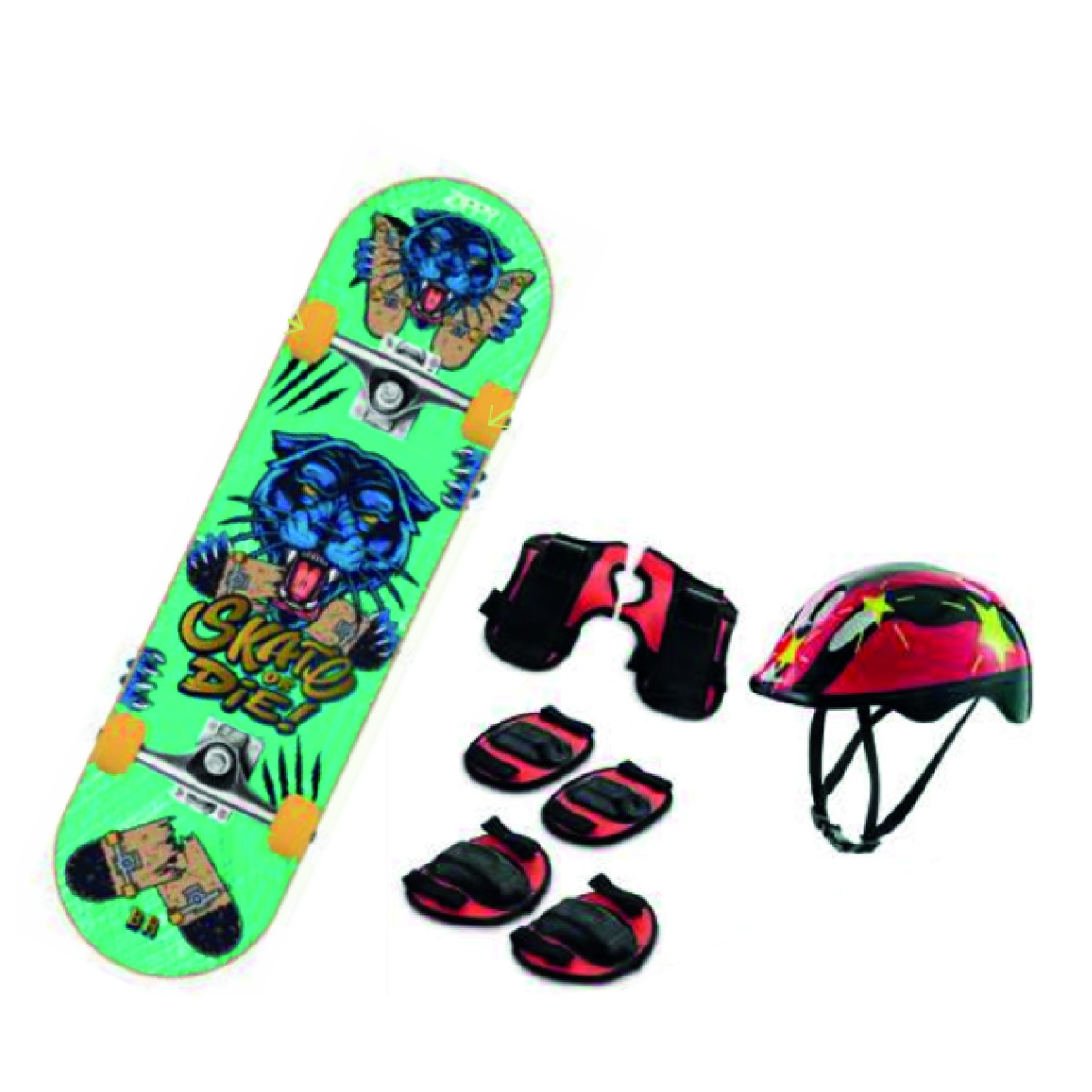 Brinquedo Skate Semi Profissional Com Kit De Proteção 79 Cm - Caixa Litografada