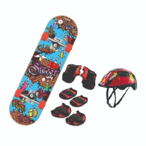 Brinquedo Skate Semi Profissional Com Kit De Proteção 79 Cm - Caixa Litografada