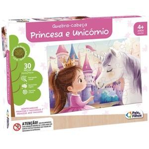 Quebra-cabeca Madeira Princesa E Unicornio 30 Pecas