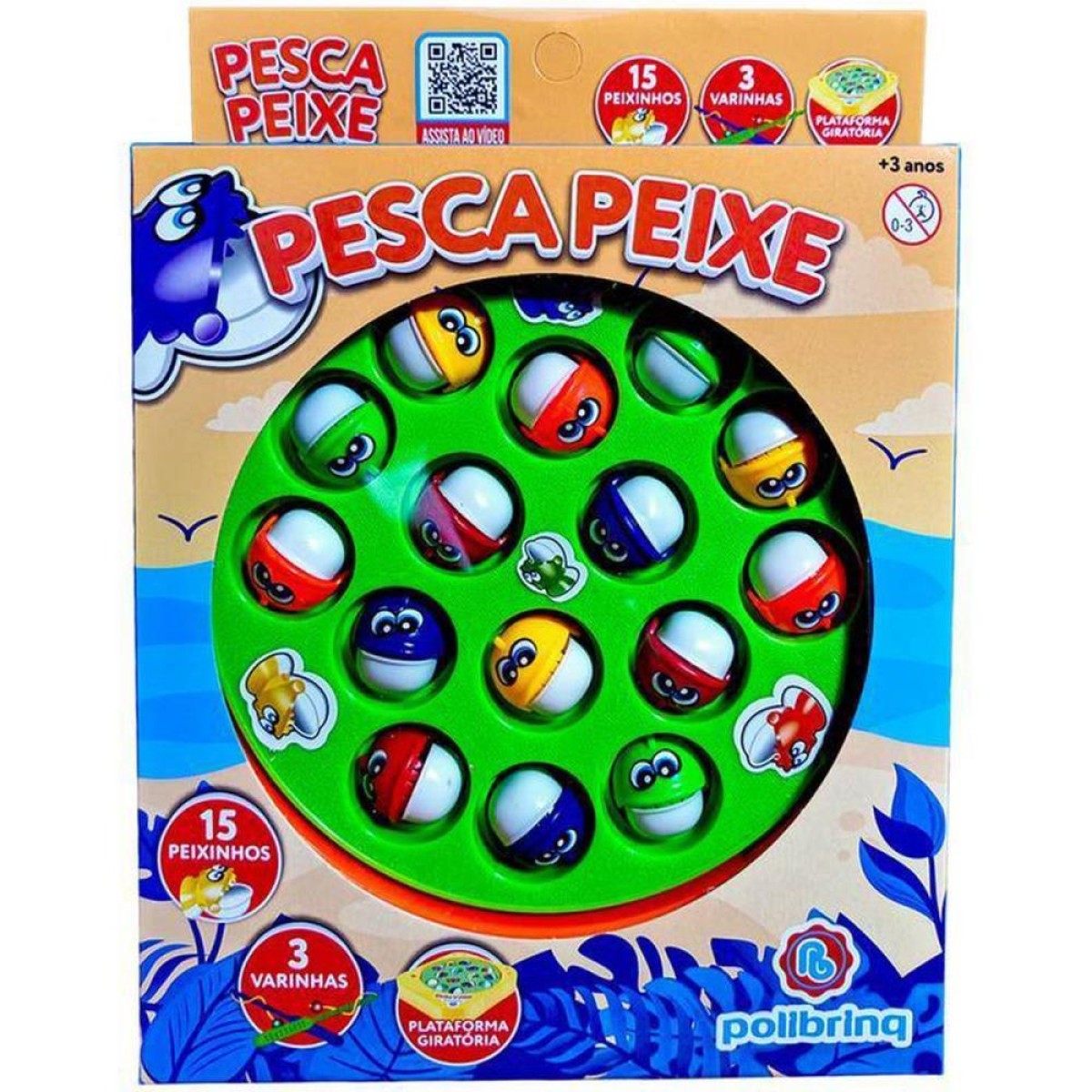 Jogo Diverso Pesca Peixe 3 Varinhas C/15peixinhos