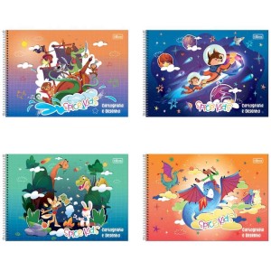 Caderno Desenho Univ Capa Dura Spice Kids Masc. 80fls Espiral