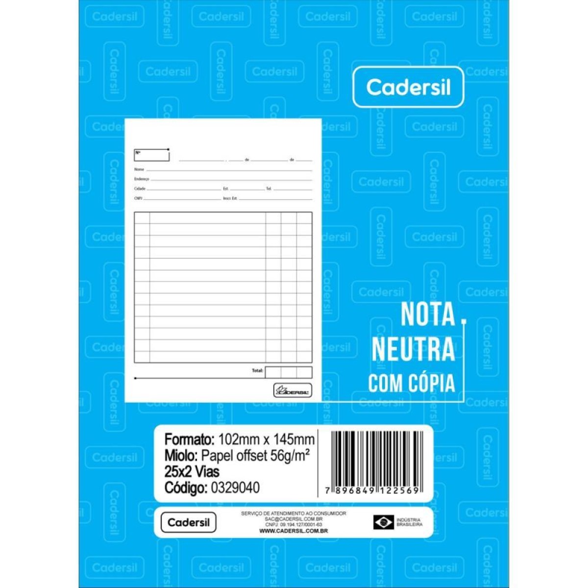 Impresso Talao Nota Neutra 1/32 25x2 102x145
