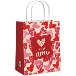 Sacola Para Presente Decorada Nosso Amor G 32x25x13cm