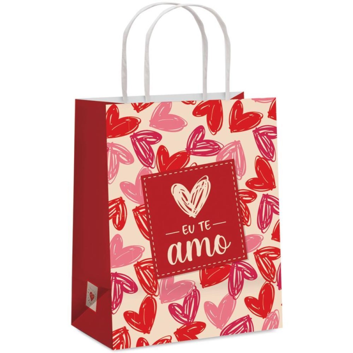 Sacola Para Presente Decorada Nosso Amor M 26x19,5x9,5cm