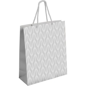 Sacola Para Presente Decorada Prata C/relevo G 38x34x15cm