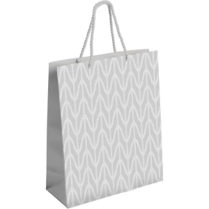 Sacola Para Presente Decorada Prata C/relevo G 38x34x15cm