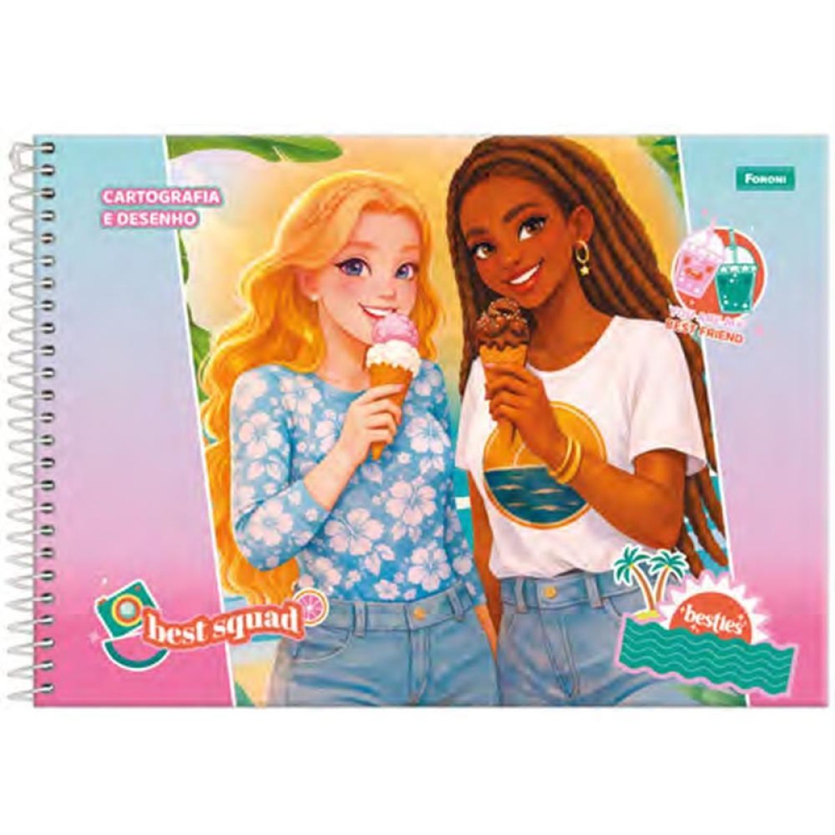 Caderno Desenho Univ Capa Dura Besties 80fls