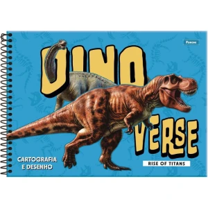 Caderno Desenho Univ Capa Dura Dinoverse 80fls