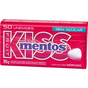 Bala Mentos Kiss Morango S/acuc.35g