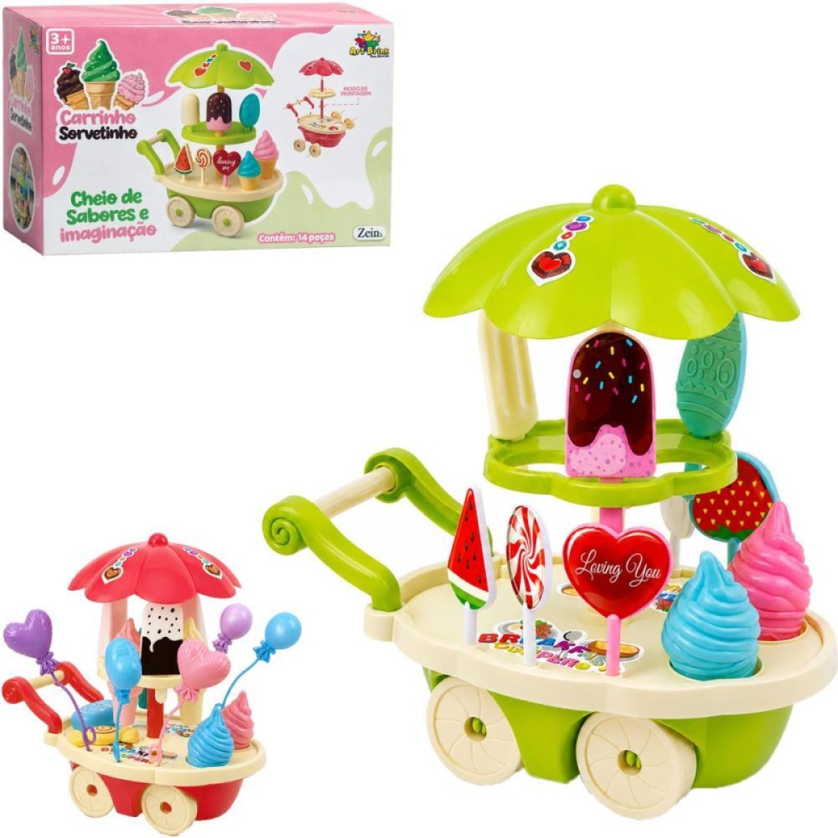 Brincando De Profissoes Carrinho De Sorvete 14pcs