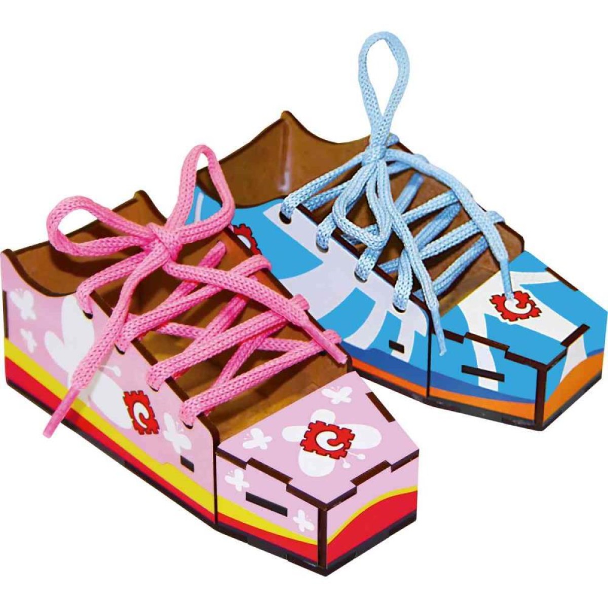 Brinquedo Pedagogico Madeira Alinhavos Tenis 2pcs