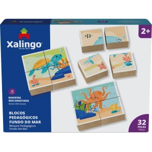 Brinquedo Pedagogico Madeira Fundo Do Mar 32pecas