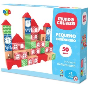 Brinquedo Pedagogico Madeira Pequeno Engenheiro 50 Pecas