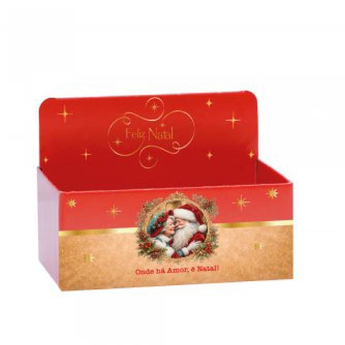 Cachepot Paper Decorado Magia De Natal Retang.24x15x17cm