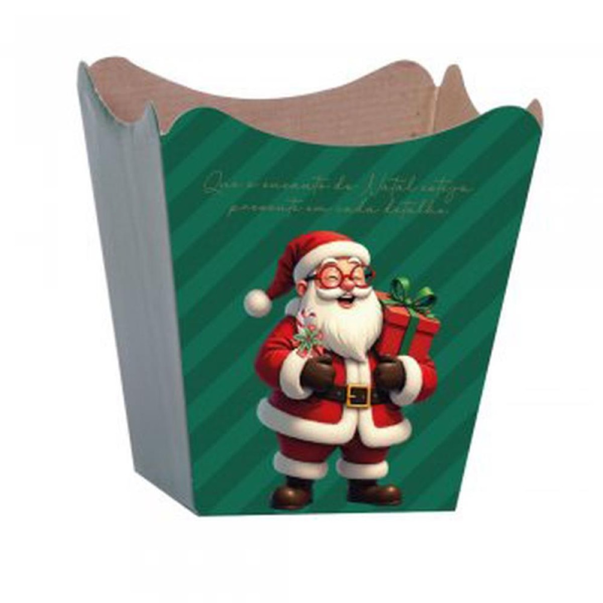 Cachepot Paper Decorado Pote 15 Doce Natal 16x17x11cm