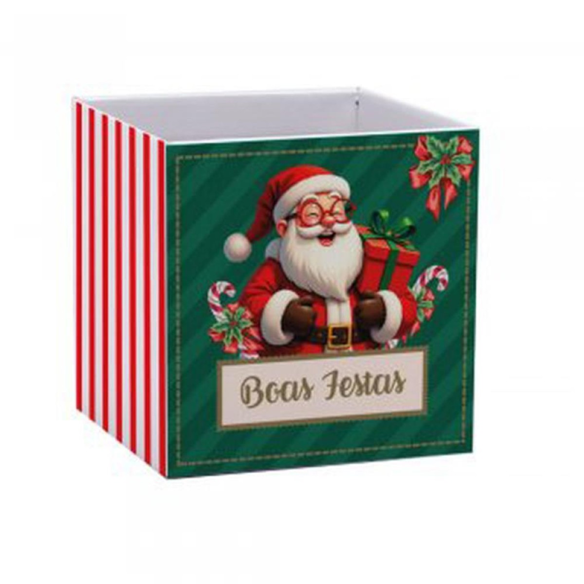 Cachepot Paper Decorado Pote 15 Doce Natal Quadrado 15x15x15cm