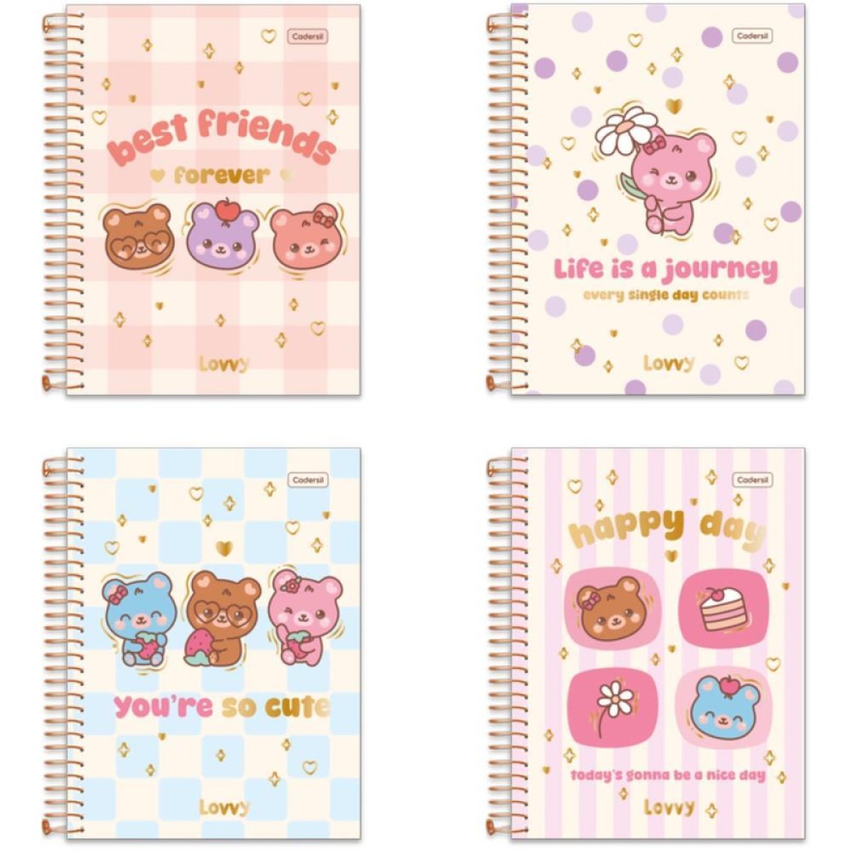 Caderno 01x1 Cp.dura Colegial Lovvy C/pin Colecion. 80fl.(s)