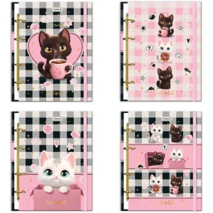 Caderno Argolado Cute Cat Elas+fichas+div.80f(s