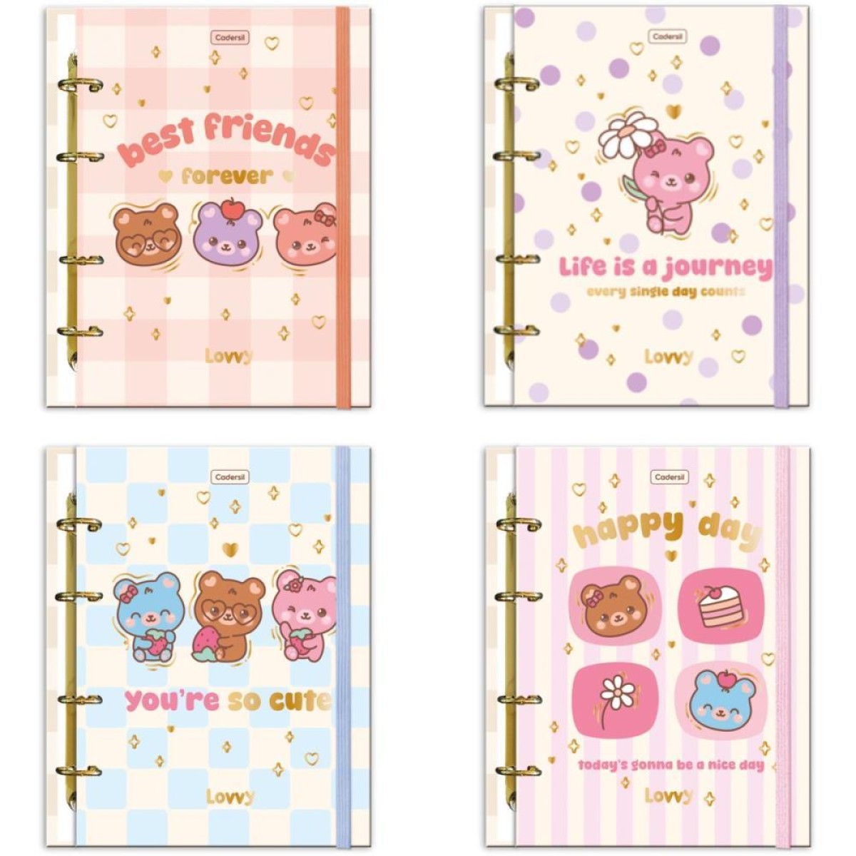 Caderno Argolado Lovvy C/elas.4 Capas 80fls (s)