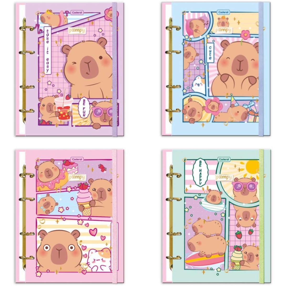 Caderno Argolado Pampy C/elast+4capas (s)