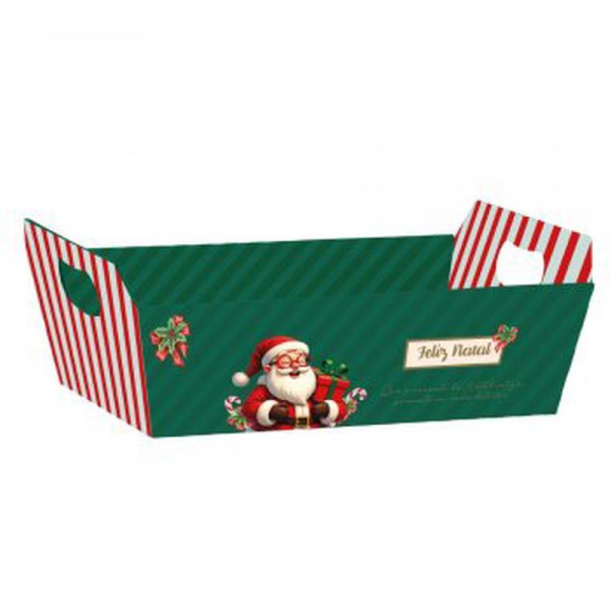 Cesta De Papel Doce Natal P 21,5x8x15cm