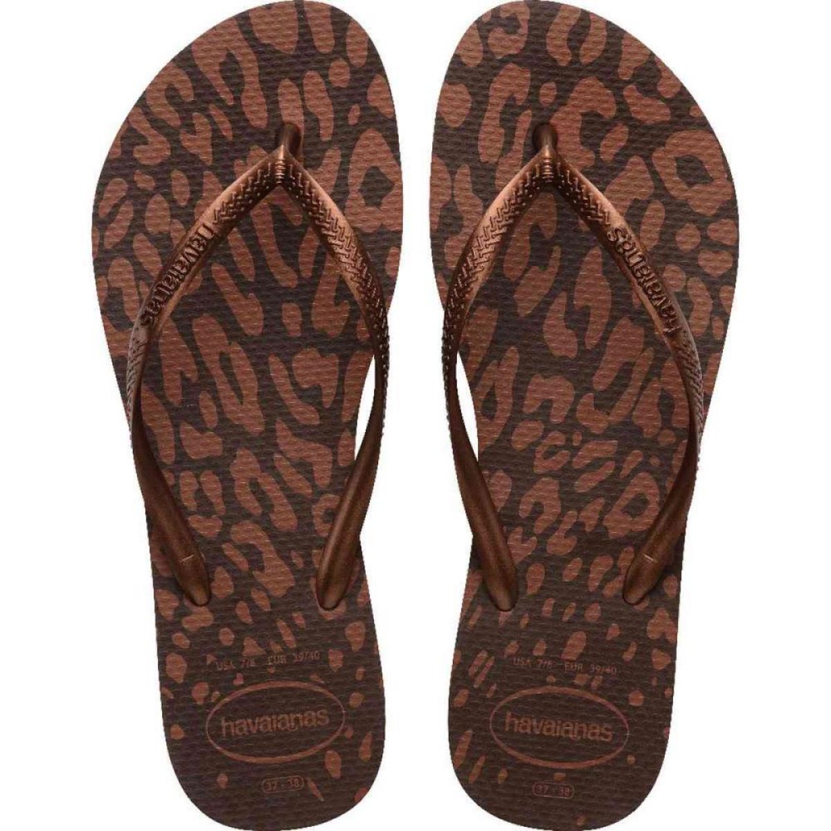Chinelo Havaianas Feminino Slim Animals 39/0 Cafe Metalic