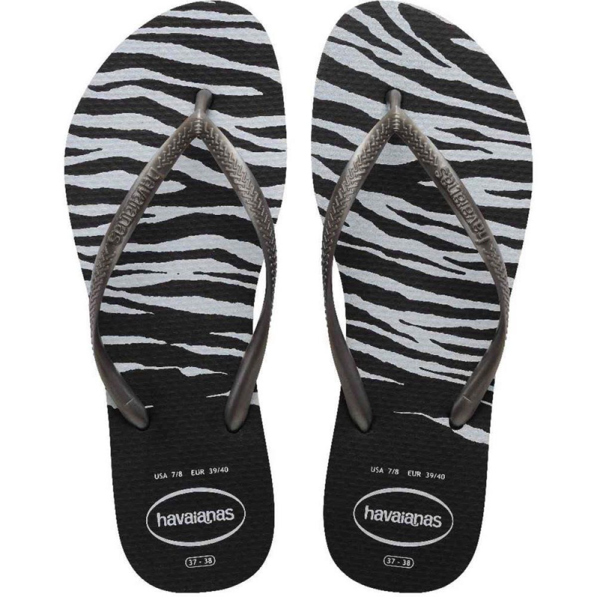 Chinelo Havaianas Feminino Slim Animals 39/0 Preto/prata