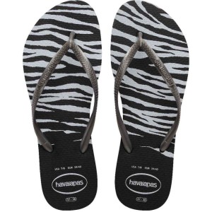 Chinelo Havaianas Feminino Slim Animals 39/0 Preto/prata