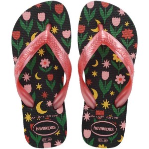Chinelo Havaianas Infantil Kids Flores 23/4 Preto