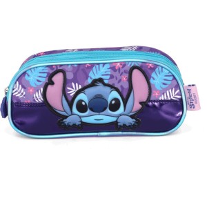 Estojo Triplo Stitch Roxo Tecido
