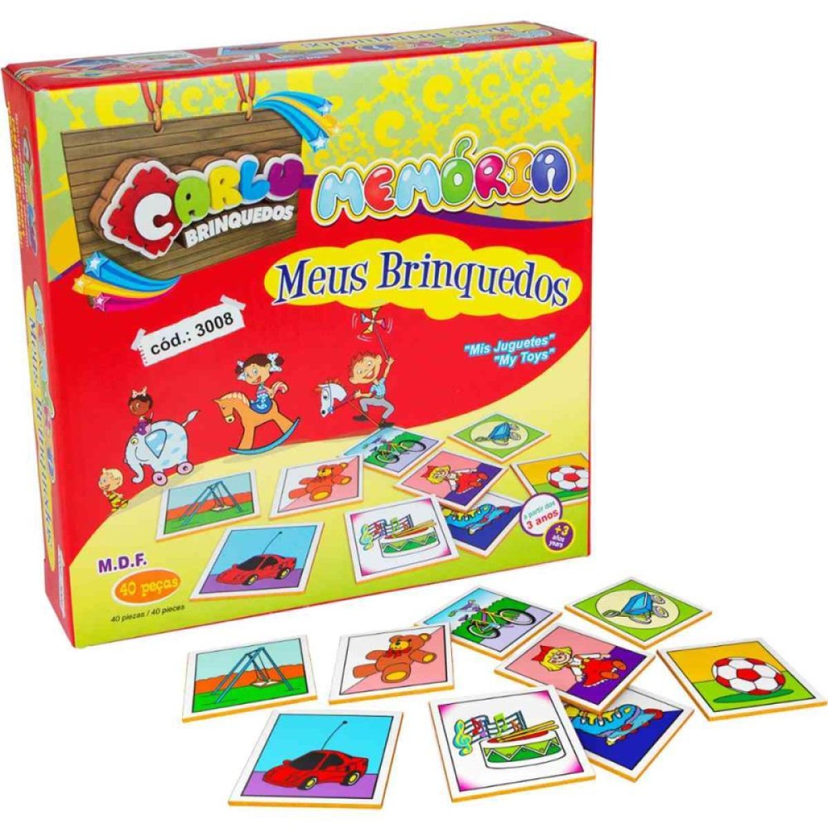Jogo Da Memoria Meus Brinquedos Em Madeira 40p