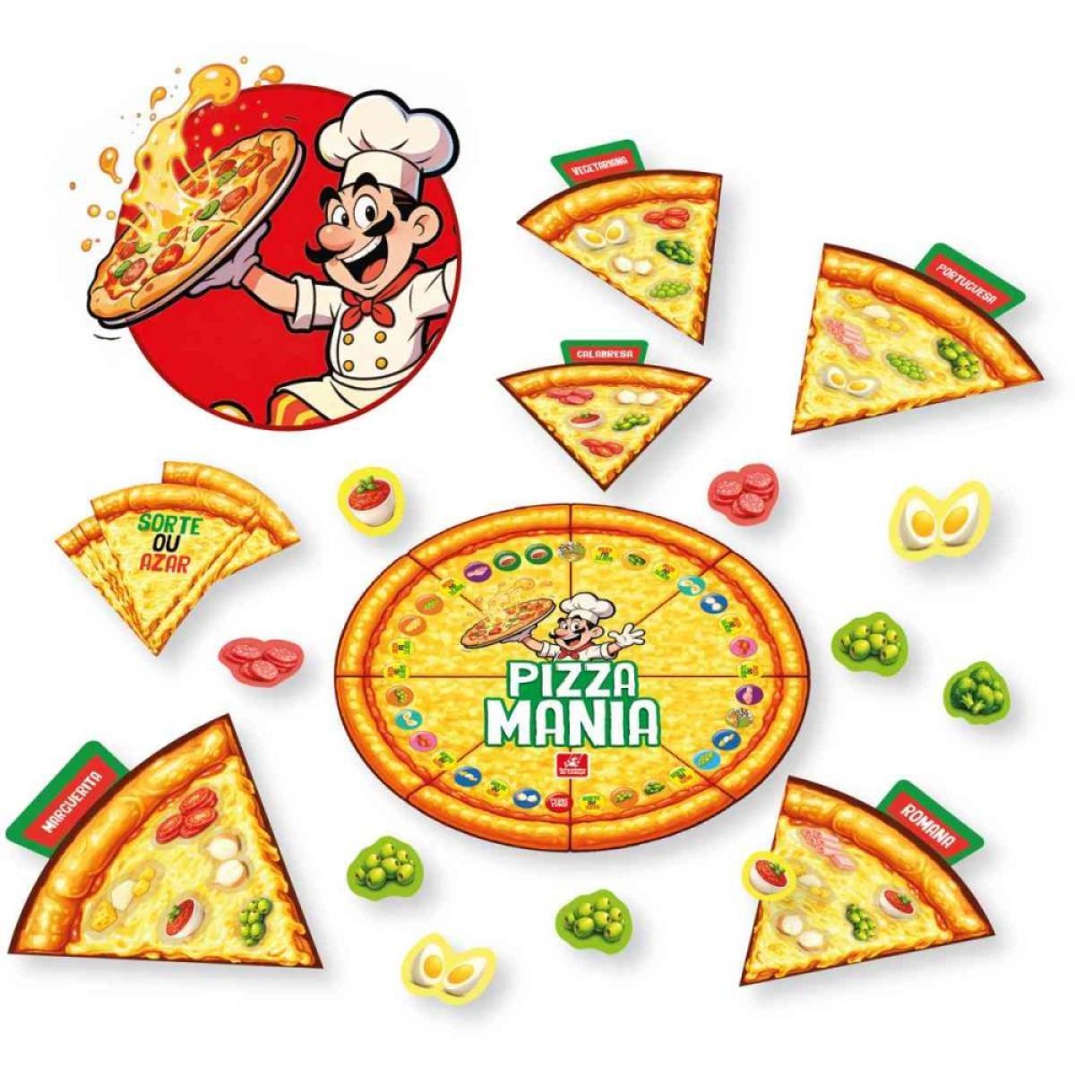 Jogo De Tabuleiro Pizza Mania 63pcs