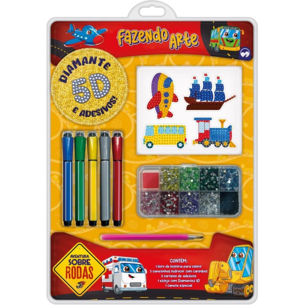 Livro Brinquedo Ilustrado Arte Diamante 5d Carros