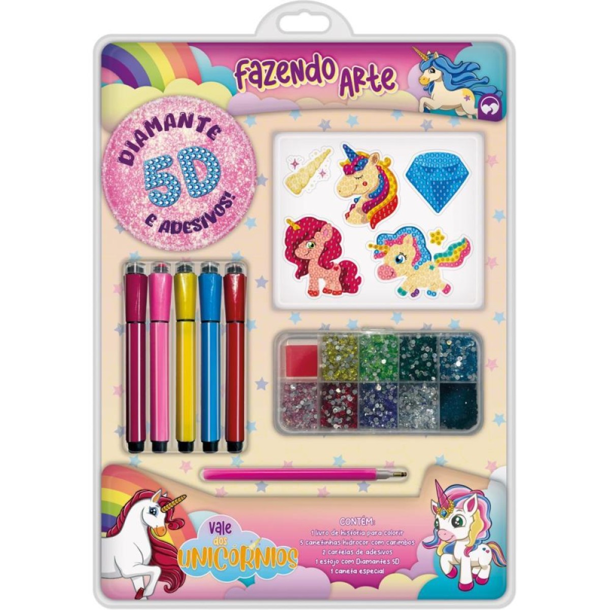 Livro Brinquedo Ilustrado Arte Diamante 5d Unicornios