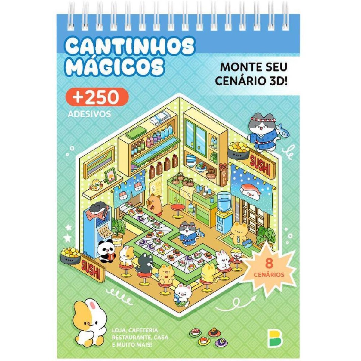 Livro Com Adesivos Cenario 3d Cantinhos Magicos