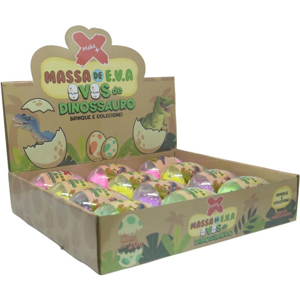 Massa De Eva Criativa Ovo Dino C/4 Cores Sort. 20g