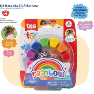 Massa De Eva Criativa Tris Toy Rainbow C/12cores