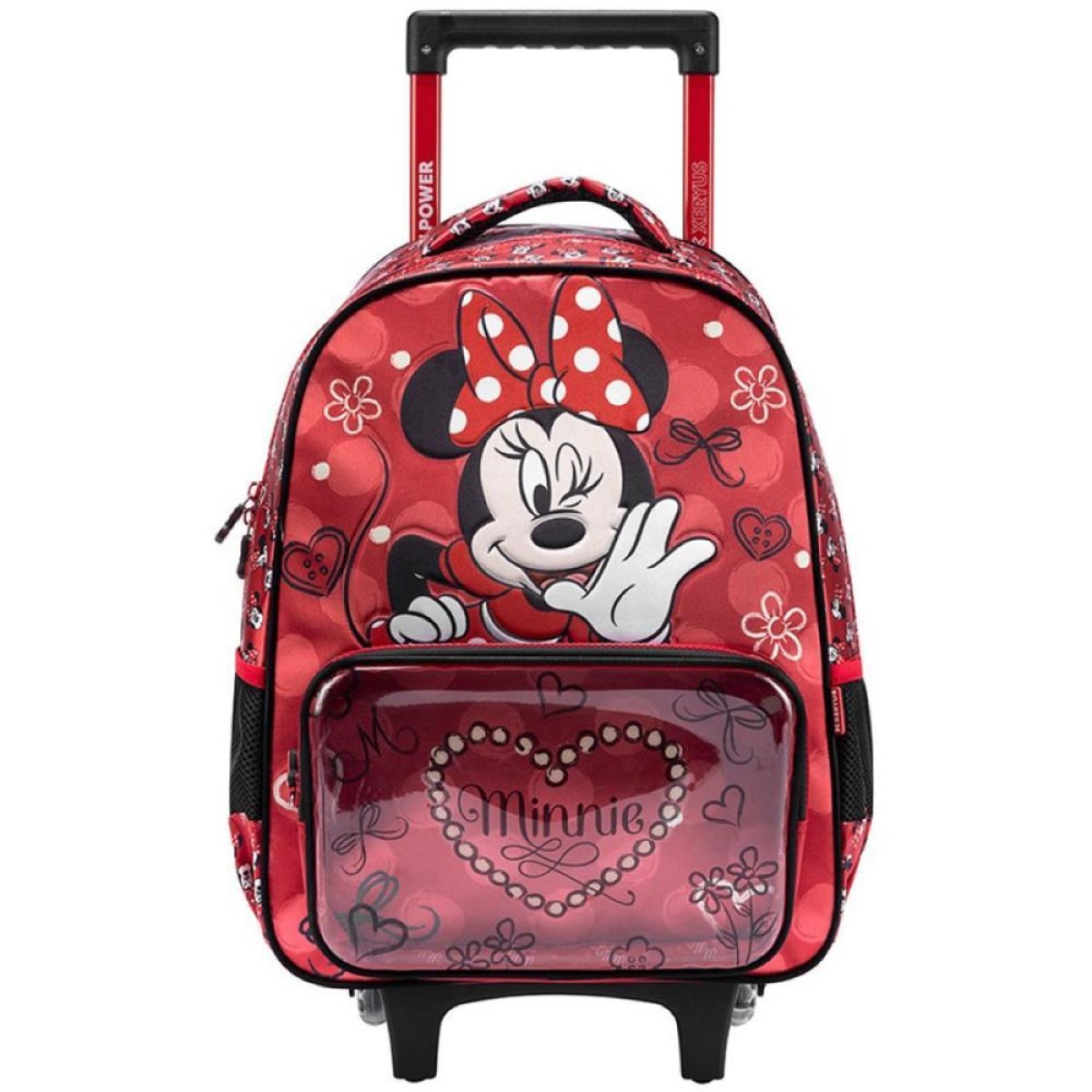 Mochila Infantil Com Rodinha Minnie R2 Vermelha Md